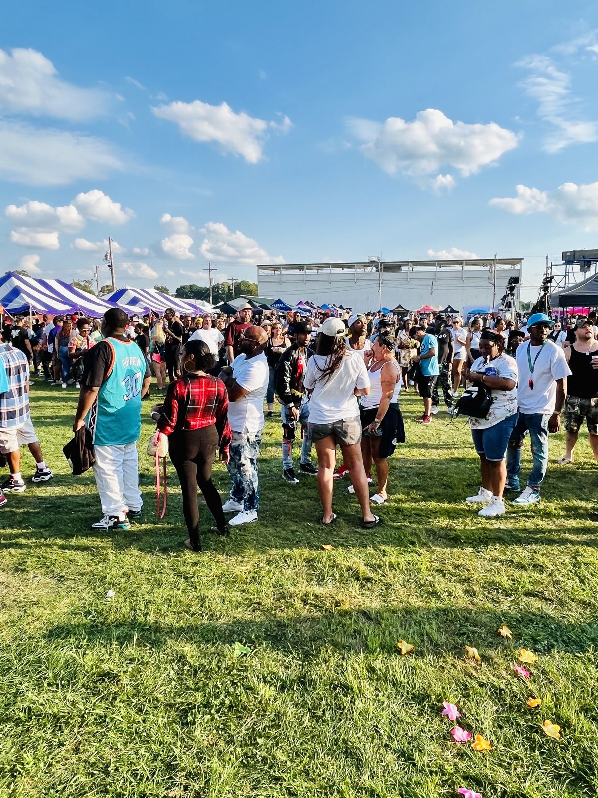 A festival crowd on a field