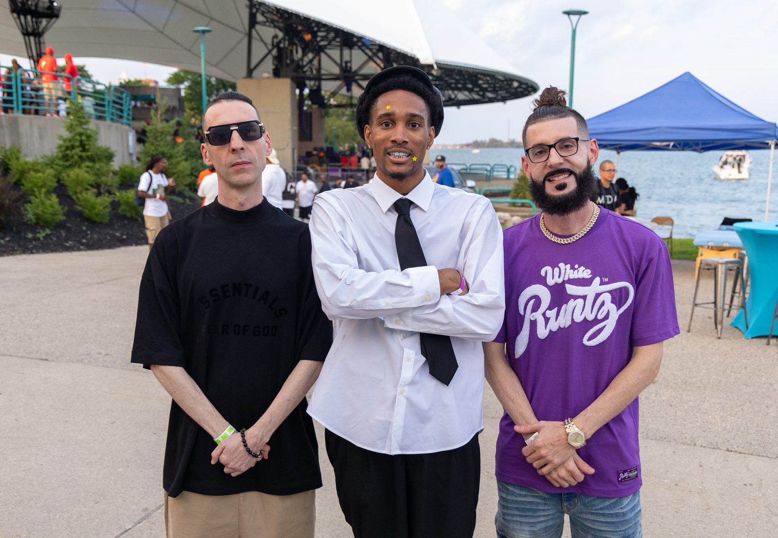 KING T and LUSS with a friend at the Detroit riverfront amphitheater